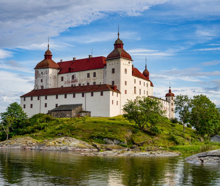 Explore the stunning Läckö Castle on a serene hill by Lake Vänern in Sweden.